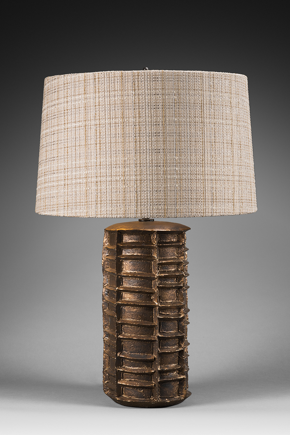 Bronze cylindrical table lamp