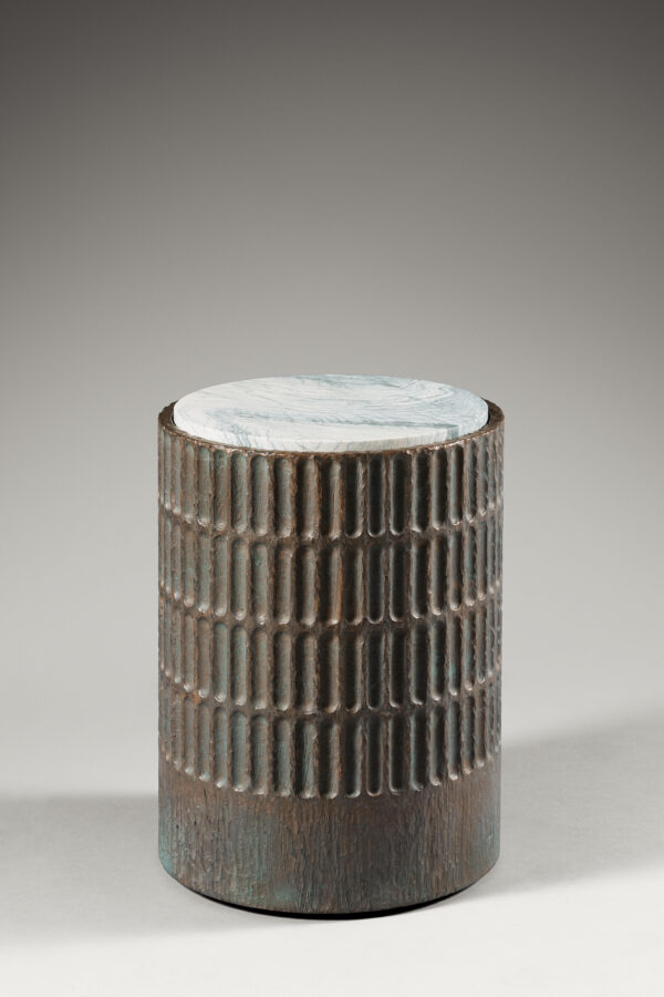 Large Drum Oxidized Cocktail Table