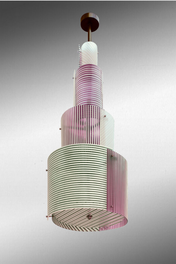 4 Stripped drums Murano Glass Chandelier