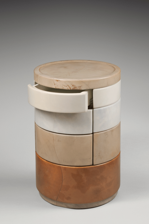 Pair of parchment bedside tables N°3