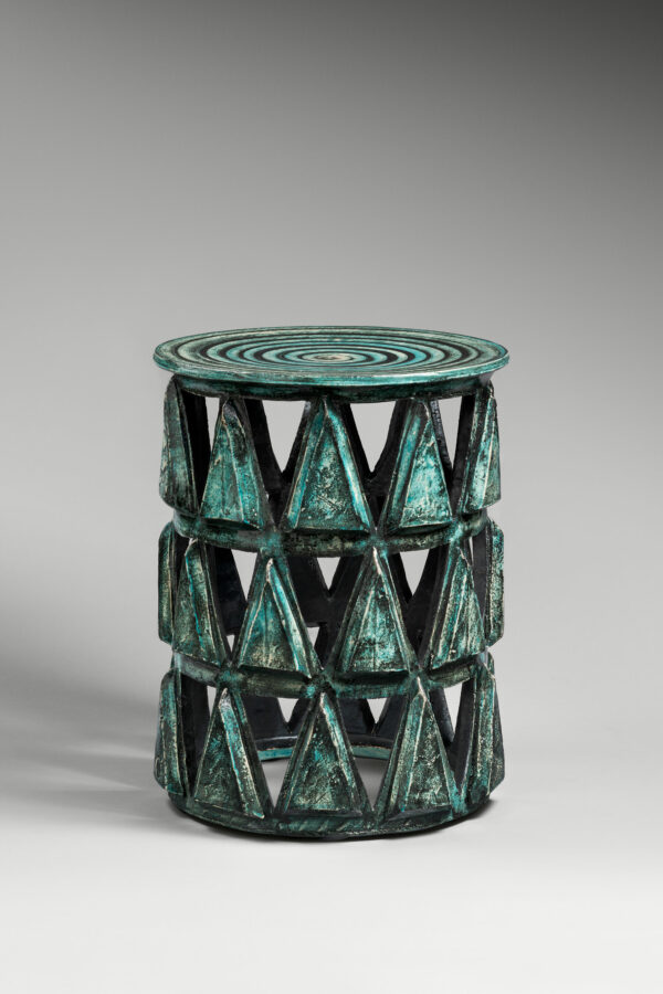 Tabouret Pyramid turquoise et noir